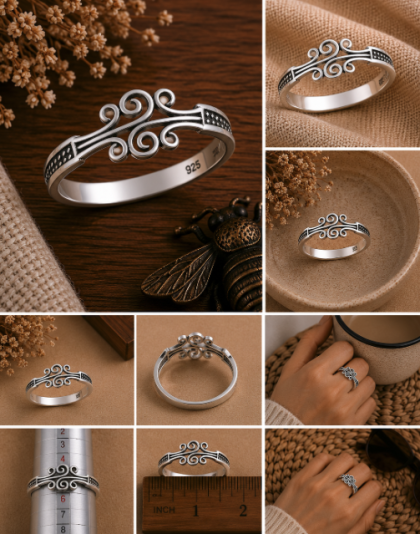 925 sterling silver bali style scroll filigree ring