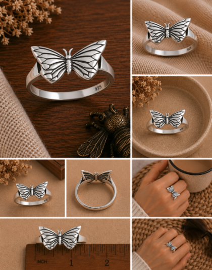 925 sterling silver butterfly ring
